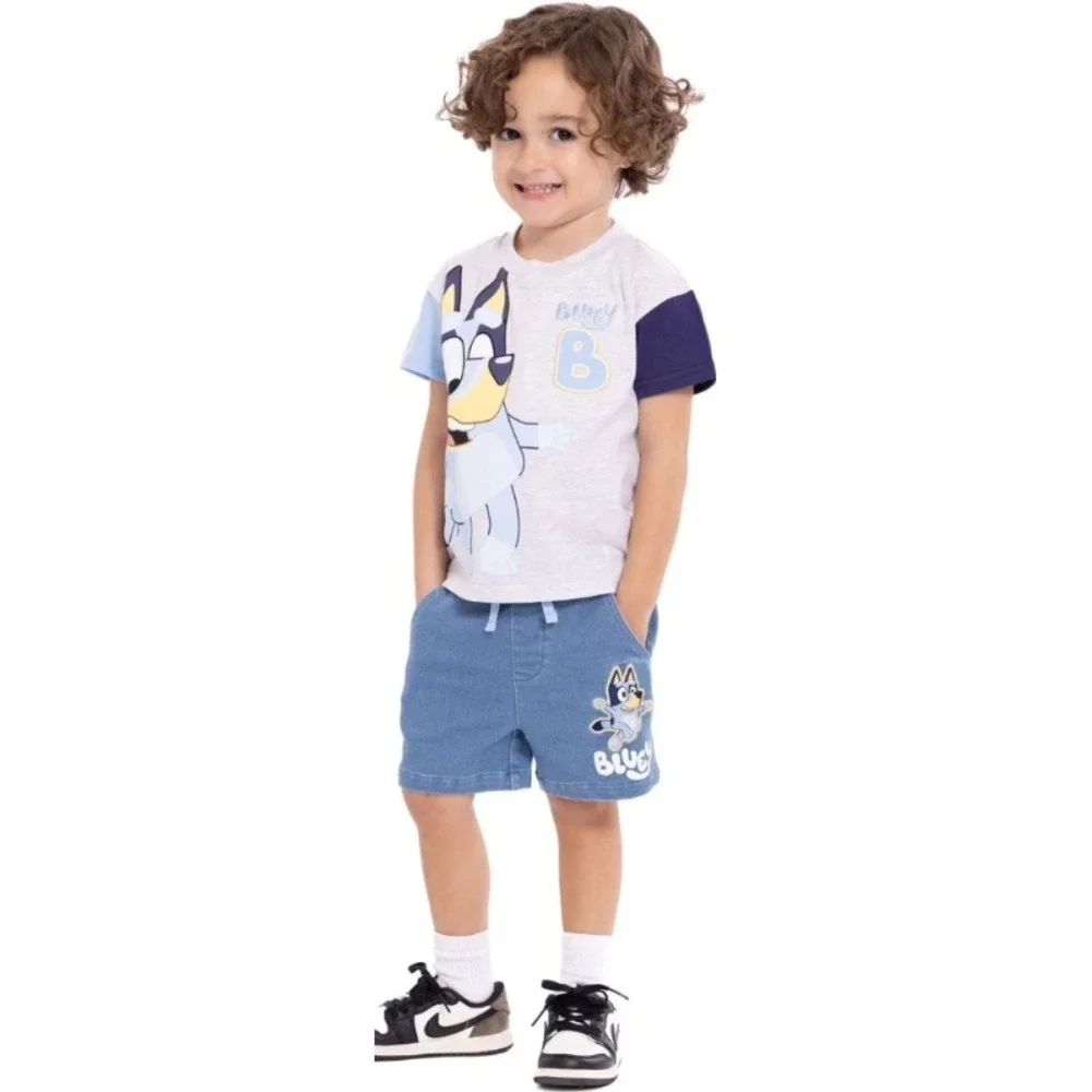 Bluey Kids 4T T Shirt‎ and Denim Shorts Set Bluey Character Graphic NWT